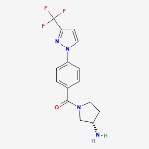 molecular formula C15H15F3N4O B7627385 [(3S)-3-aminopyrrolidin-1-yl]-[4-[3-(trifluoromethyl)pyrazol-1-yl]phenyl]methanone 