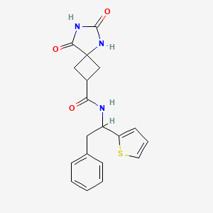 molecular formula C19H19N3O3S B7627389 6,8-dioxo-N-(2-phenyl-1-thiophen-2-ylethyl)-5,7-diazaspiro[3.4]octane-2-carboxamide 
