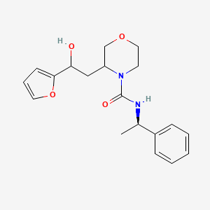 molecular formula C19H24N2O4 B7627393 3-[2-(furan-2-yl)-2-hydroxyethyl]-N-[(1R)-1-phenylethyl]morpholine-4-carboxamide 