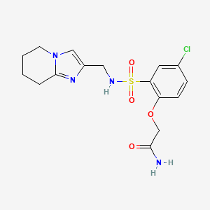 molecular formula C16H19ClN4O4S B7627409 2-[4-Chloro-2-(5,6,7,8-tetrahydroimidazo[1,2-a]pyridin-2-ylmethylsulfamoyl)phenoxy]acetamide 