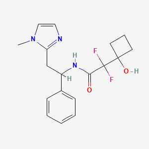 molecular formula C18H21F2N3O2 B7627416 2,2-difluoro-2-(1-hydroxycyclobutyl)-N-[2-(1-methylimidazol-2-yl)-1-phenylethyl]acetamide 