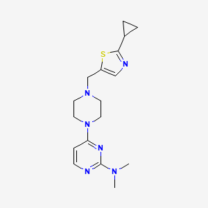 molecular formula C17H24N6S B7627434 4-[4-[(2-cyclopropyl-1,3-thiazol-5-yl)methyl]piperazin-1-yl]-N,N-dimethylpyrimidin-2-amine 