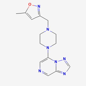 molecular formula C14H17N7O B7627457 5-Methyl-3-[[4-([1,2,4]triazolo[1,5-a]pyrazin-5-yl)piperazin-1-yl]methyl]-1,2-oxazole 