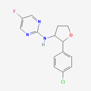 molecular formula C14H13ClFN3O B7627471 N-[2-(4-chlorophenyl)oxolan-3-yl]-5-fluoropyrimidin-2-amine 