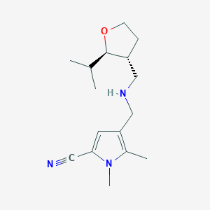 molecular formula C16H25N3O B7627472 1,5-dimethyl-4-[[[(2R,3R)-2-propan-2-yloxolan-3-yl]methylamino]methyl]pyrrole-2-carbonitrile 