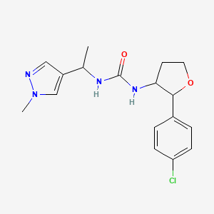 molecular formula C17H21ClN4O2 B7627481 1-[2-(4-Chlorophenyl)oxolan-3-yl]-3-[1-(1-methylpyrazol-4-yl)ethyl]urea 