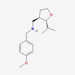 molecular formula C16H25NO2 B7627486 N-[(4-methoxyphenyl)methyl]-1-[(2R,3R)-2-propan-2-yloxolan-3-yl]methanamine 