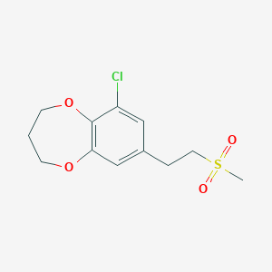 molecular formula C12H15ClO4S B7627494 6-chloro-8-(2-methylsulfonylethyl)-3,4-dihydro-2H-1,5-benzodioxepine 