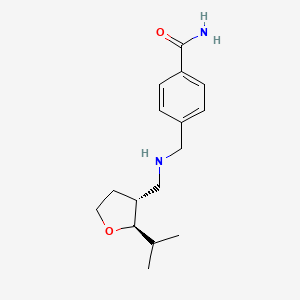 molecular formula C16H24N2O2 B7627502 4-[[[(2R,3R)-2-propan-2-yloxolan-3-yl]methylamino]methyl]benzamide 