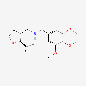 molecular formula C18H27NO4 B7627516 N-[(5-methoxy-2,3-dihydro-1,4-benzodioxin-7-yl)methyl]-1-[(2R,3R)-2-propan-2-yloxolan-3-yl]methanamine 