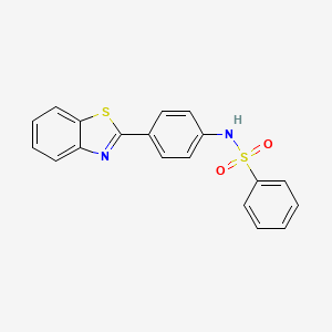 molecular formula C19H14N2O2S2 B7627545 N-[4-(1,3-benzothiazol-2-yl)phenyl]benzenesulfonamide 