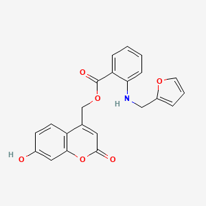 molecular formula C22H17NO6 B7627550 (7-Hydroxy-2-oxochromen-4-yl)methyl 2-(furan-2-ylmethylamino)benzoate 
