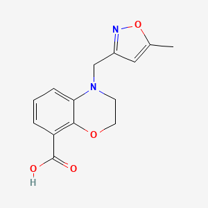 molecular formula C14H14N2O4 B7627551 4-[(5-Methyl-1,2-oxazol-3-yl)methyl]-2,3-dihydro-1,4-benzoxazine-8-carboxylic acid 