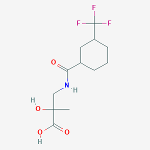 molecular formula C12H18F3NO4 B7627572 2-Hydroxy-2-methyl-3-[[3-(trifluoromethyl)cyclohexanecarbonyl]amino]propanoic acid 