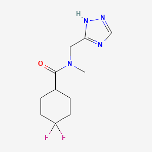 molecular formula C11H16F2N4O B7627600 4,4-difluoro-N-methyl-N-(1H-1,2,4-triazol-5-ylmethyl)cyclohexane-1-carboxamide 