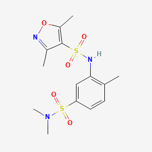 molecular formula C14H19N3O5S2 B7627623 N-[5-(dimethylsulfamoyl)-2-methylphenyl]-3,5-dimethyl-1,2-oxazole-4-sulfonamide 