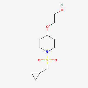 molecular formula C11H21NO4S B7627634 2-[1-(Cyclopropylmethylsulfonyl)piperidin-4-yl]oxyethanol 