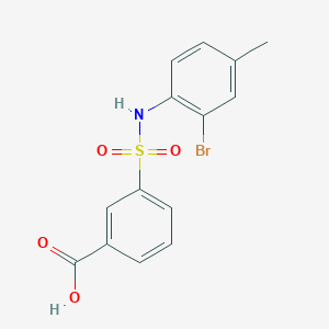 molecular formula C14H12BrNO4S B7627640 3-[(2-Bromo-4-methylphenyl)sulfamoyl]benzoic acid 