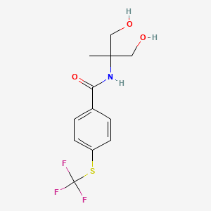 molecular formula C12H14F3NO3S B7627704 N-(1,3-dihydroxy-2-methylpropan-2-yl)-4-(trifluoromethylsulfanyl)benzamide 