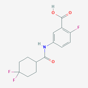 molecular formula C14H14F3NO3 B7627745 5-[(4,4-Difluorocyclohexanecarbonyl)amino]-2-fluorobenzoic acid 