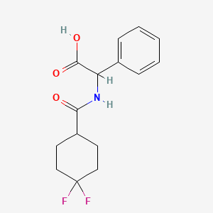 molecular formula C15H17F2NO3 B7627751 2-[(4,4-Difluorocyclohexanecarbonyl)amino]-2-phenylacetic acid 