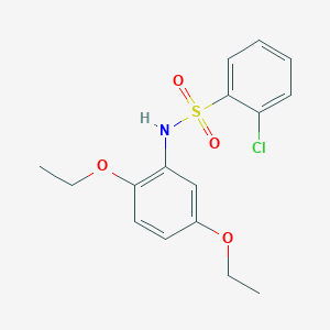 molecular formula C16H18ClNO4S B7627753 2-chloro-N-(2,5-diethoxyphenyl)benzenesulfonamide 