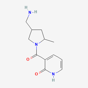 molecular formula C12H17N3O2 B7627758 3-[4-(aminomethyl)-2-methylpyrrolidine-1-carbonyl]-1H-pyridin-2-one 