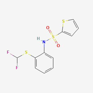 molecular formula C11H9F2NO2S3 B7627765 N-[2-(difluoromethylsulfanyl)phenyl]thiophene-2-sulfonamide 