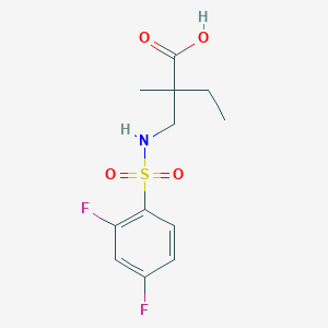 molecular formula C12H15F2NO4S B7627795 2-[[(2,4-Difluorophenyl)sulfonylamino]methyl]-2-methylbutanoic acid 