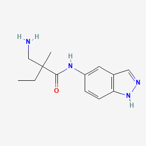 molecular formula C13H18N4O B7627796 2-(aminomethyl)-N-(1H-indazol-5-yl)-2-methylbutanamide 