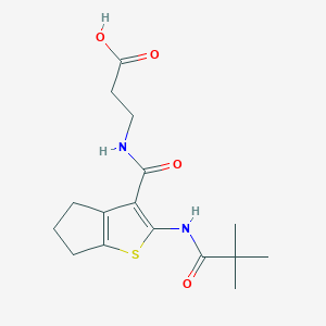 3-[[2-(2,2-dimethylpropanoylamino)-5,6-dihydro-4H-cyclopenta[b]thiophene-3-carbonyl]amino]propanoic acid