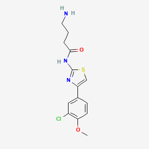 molecular formula C14H16ClN3O2S B7627847 4-amino-N-[4-(3-chloro-4-methoxyphenyl)-1,3-thiazol-2-yl]butanamide 