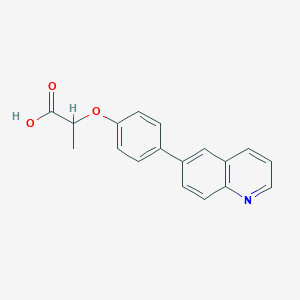 molecular formula C18H15NO3 B7627879 2-(4-Quinolin-6-ylphenoxy)propanoic acid 