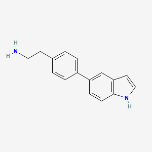 molecular formula C16H16N2 B7627886 2-[4-(1H-indol-5-yl)phenyl]ethanamine 