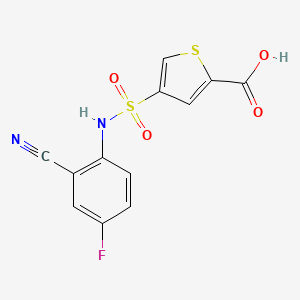 molecular formula C12H7FN2O4S2 B7627890 4-[(2-Cyano-4-fluorophenyl)sulfamoyl]thiophene-2-carboxylic acid 