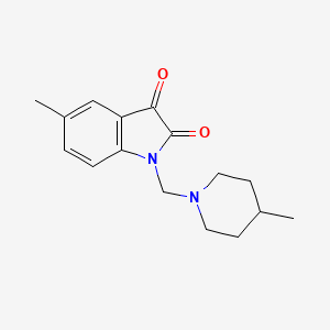 molecular formula C16H20N2O2 B7627939 5-Methyl-1-[(4-methylpiperidin-1-yl)methyl]indole-2,3-dione 