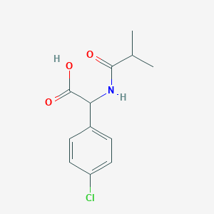 molecular formula C12H14ClNO3 B7627978 2-(4-Chlorophenyl)-2-(2-methylpropanoylamino)acetic acid 