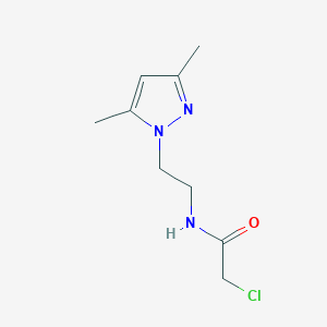 molecular formula C9H14ClN3O B7628030 2-chloro-N-[2-(3,5-dimethylpyrazol-1-yl)ethyl]acetamide 