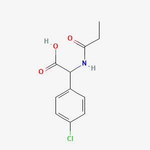 molecular formula C11H12ClNO3 B7628038 2-(4-Chlorophenyl)-2-(propanoylamino)acetic acid 