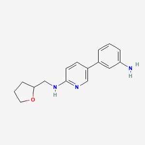 molecular formula C16H19N3O B7628047 5-(3-aminophenyl)-N-(oxolan-2-ylmethyl)pyridin-2-amine 