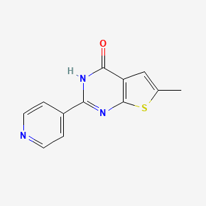 molecular formula C12H9N3OS B7628090 6-methyl-2-pyridin-4-yl-3H-thieno[2,3-d]pyrimidin-4-one 