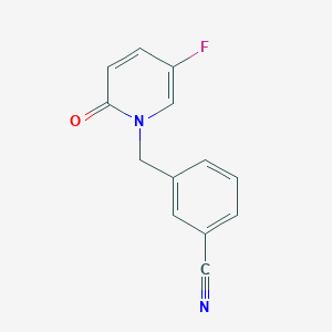 molecular formula C13H9FN2O B7628133 3-[(5-Fluoro-2-oxopyridin-1-yl)methyl]benzonitrile 