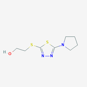 molecular formula C8H13N3OS2 B7628199 2-{[5-(Pyrrolidin-1-yl)-1,3,4-thiadiazol-2-yl]sulfanyl}ethan-1-ol 