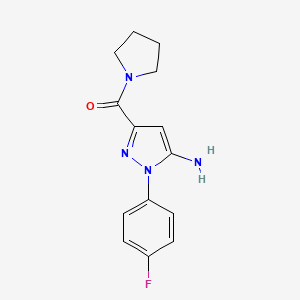 molecular formula C14H15FN4O B7628259 [5-Amino-1-(4-fluorophenyl)pyrazol-3-yl]-pyrrolidin-1-ylmethanone 