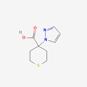 molecular formula C9H12N2O2S B7628289 4-Pyrazol-1-ylthiane-4-carboxylic acid 