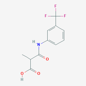 molecular formula C11H10F3NO3 B7628327 2-Methyl-3-oxo-3-[3-(trifluoromethyl)anilino]propanoic acid 