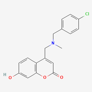 molecular formula C18H16ClNO3 B7628396 4-[[(4-Chlorophenyl)methyl-methylamino]methyl]-7-hydroxychromen-2-one 