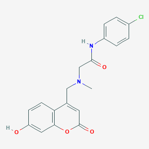 molecular formula C19H17ClN2O4 B7628430 N-(4-chlorophenyl)-2-[(7-hydroxy-2-oxochromen-4-yl)methyl-methylamino]acetamide 