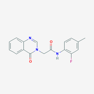 molecular formula C17H14FN3O2 B7628436 N-(2-fluoro-4-methylphenyl)-2-(4-oxoquinazolin-3(4H)-yl)acetamide 