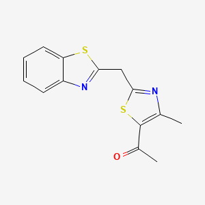molecular formula C14H12N2OS2 B7628466 1-[2-(1,3-Benzothiazol-2-ylmethyl)-4-methyl-1,3-thiazol-5-yl]ethanone 